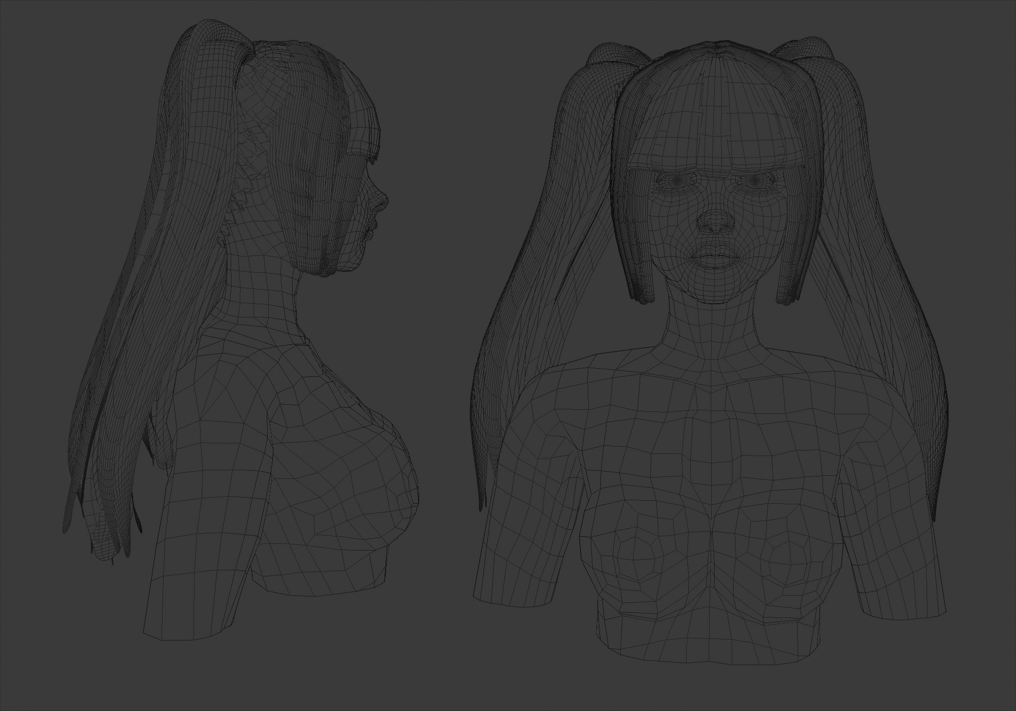 Female Bangs Hairstyle  3D model_5