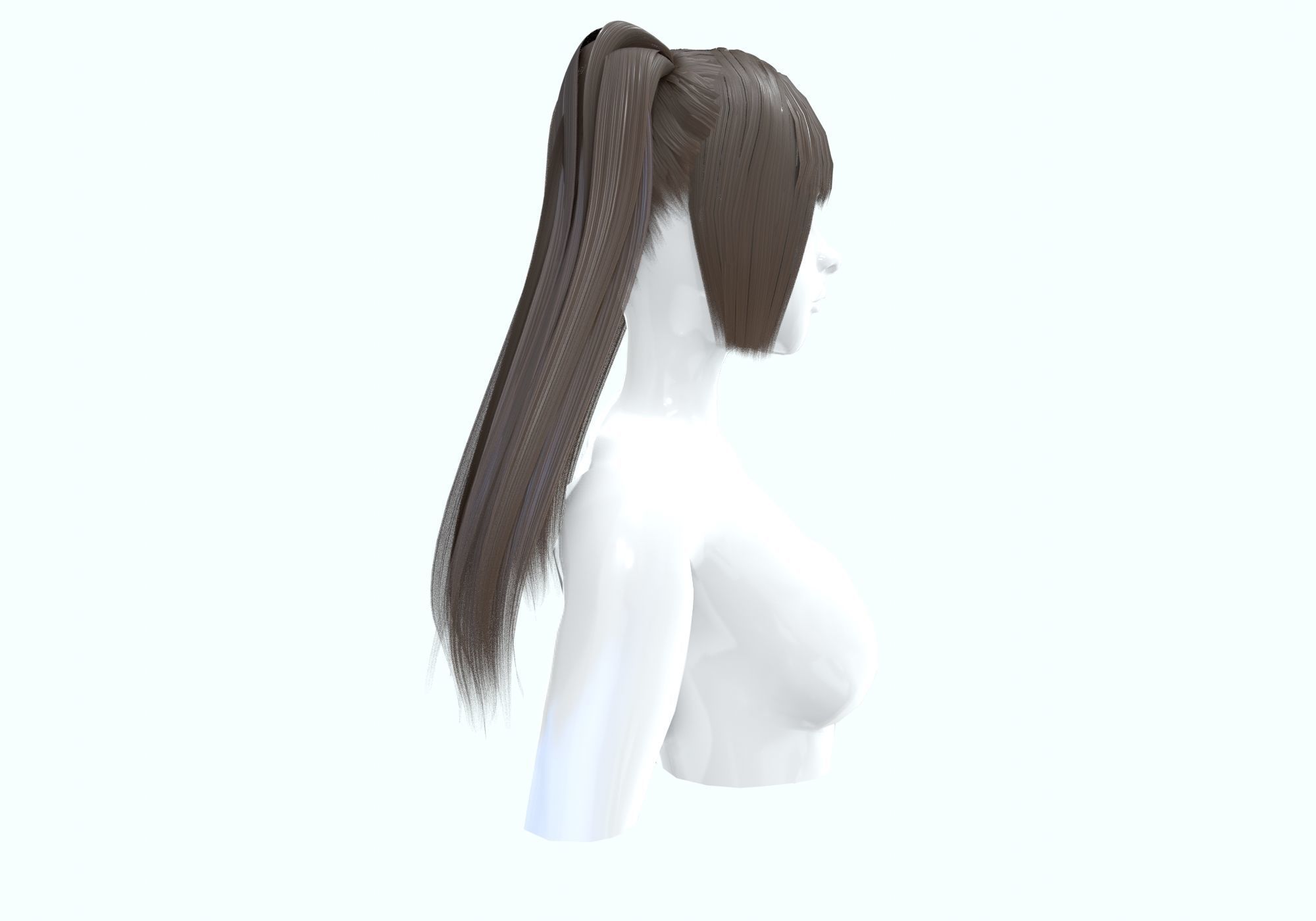 Female Bangs Hairstyle  3D model_2