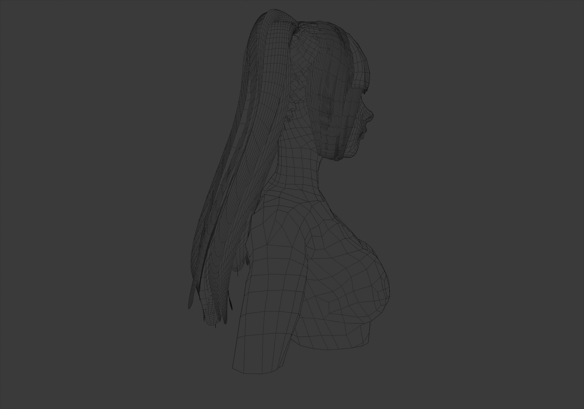 Female Bangs Hairstyle  3D model_7