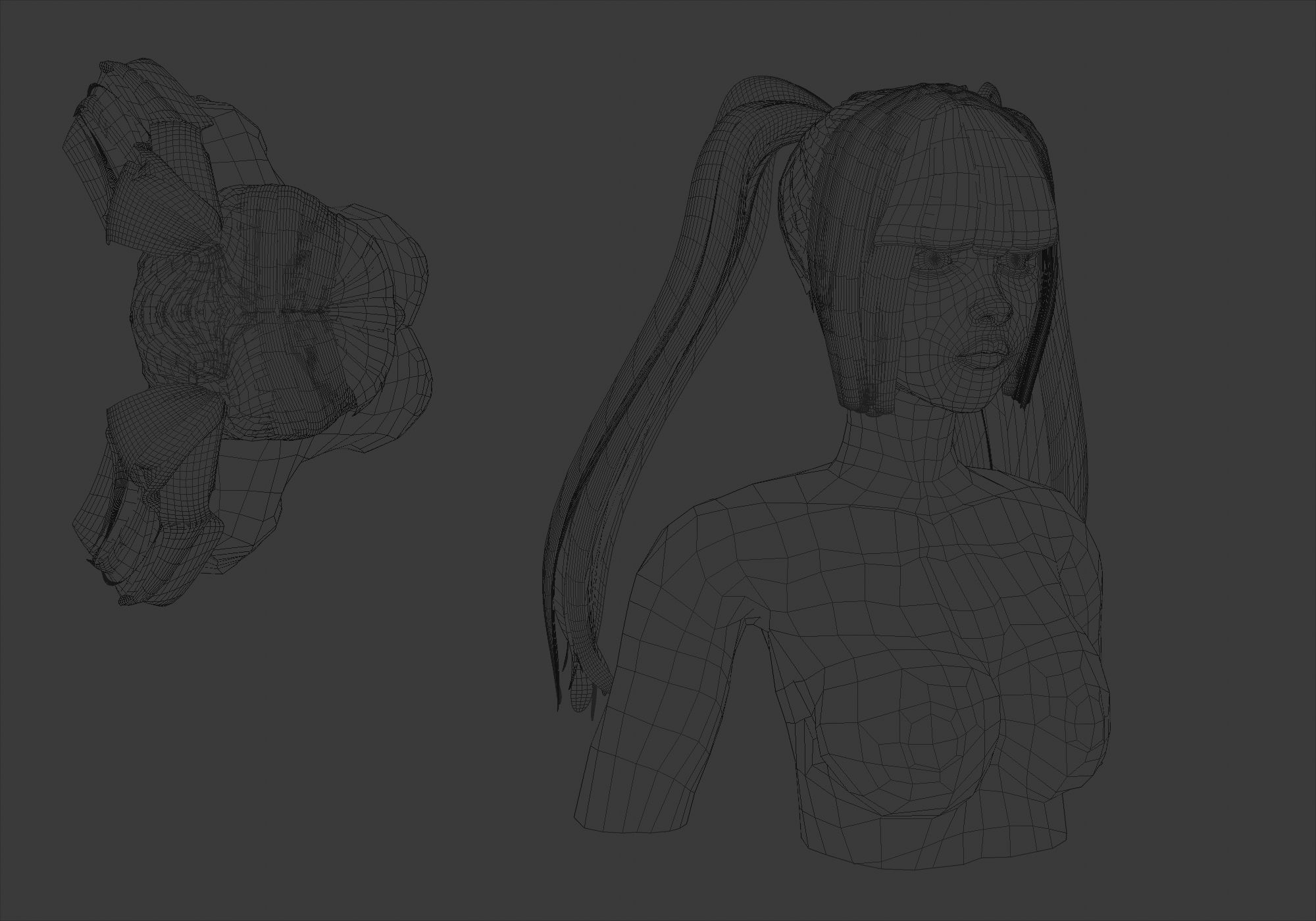 Female Bangs Hairstyle  3D model_6