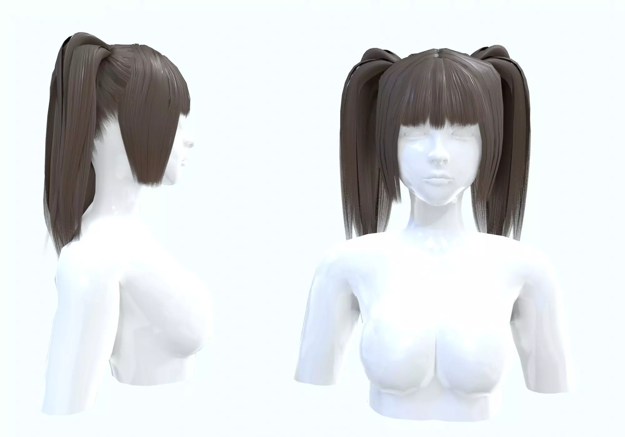 Cute Female Hairstyle 3D model_0