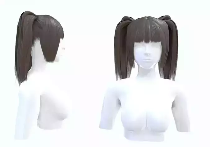 Cute Female Hairstyle 3D model Cute Female Hairstyle 3D model