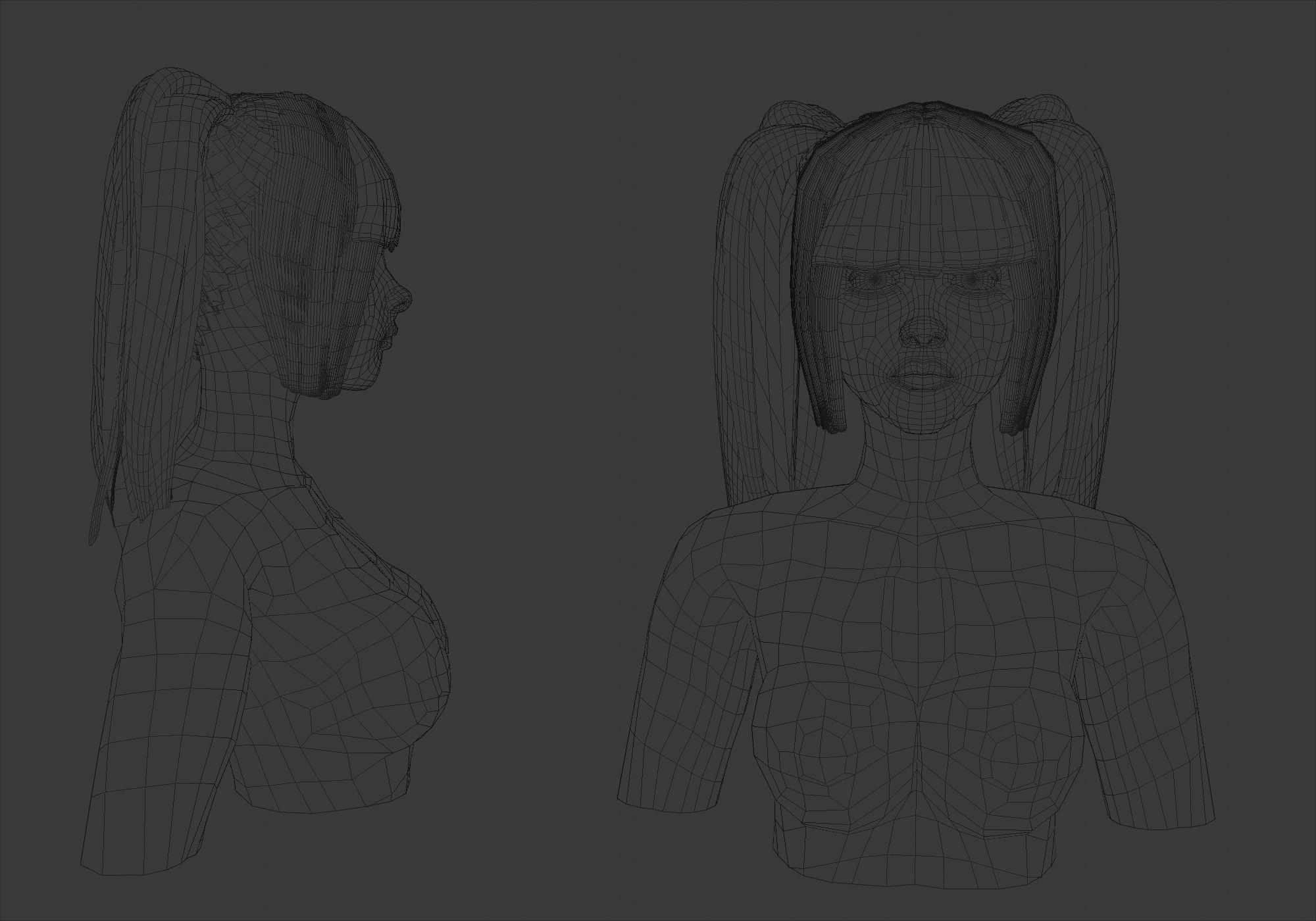 Cute Female Hairstyle 3D model_5