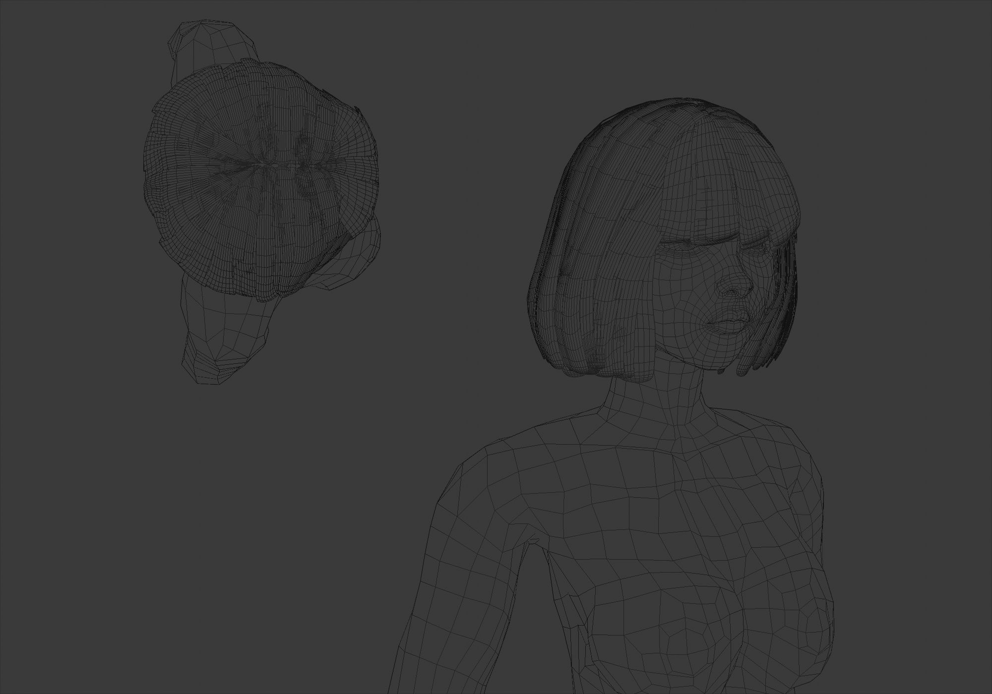 Bob Bangs Hairstyle 3D model_6