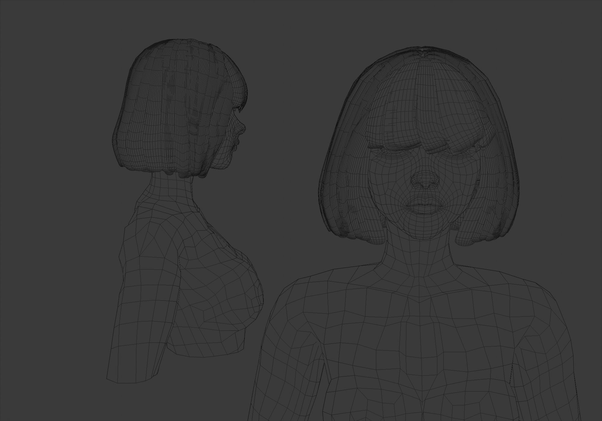 Bob Bangs Hairstyle 3D model_5