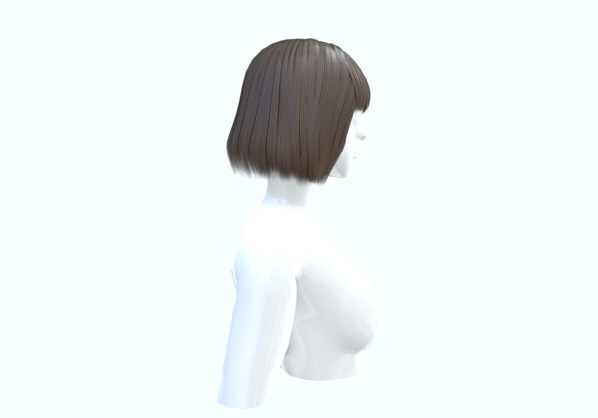 Bob Bangs Hairstyle 3D model_2