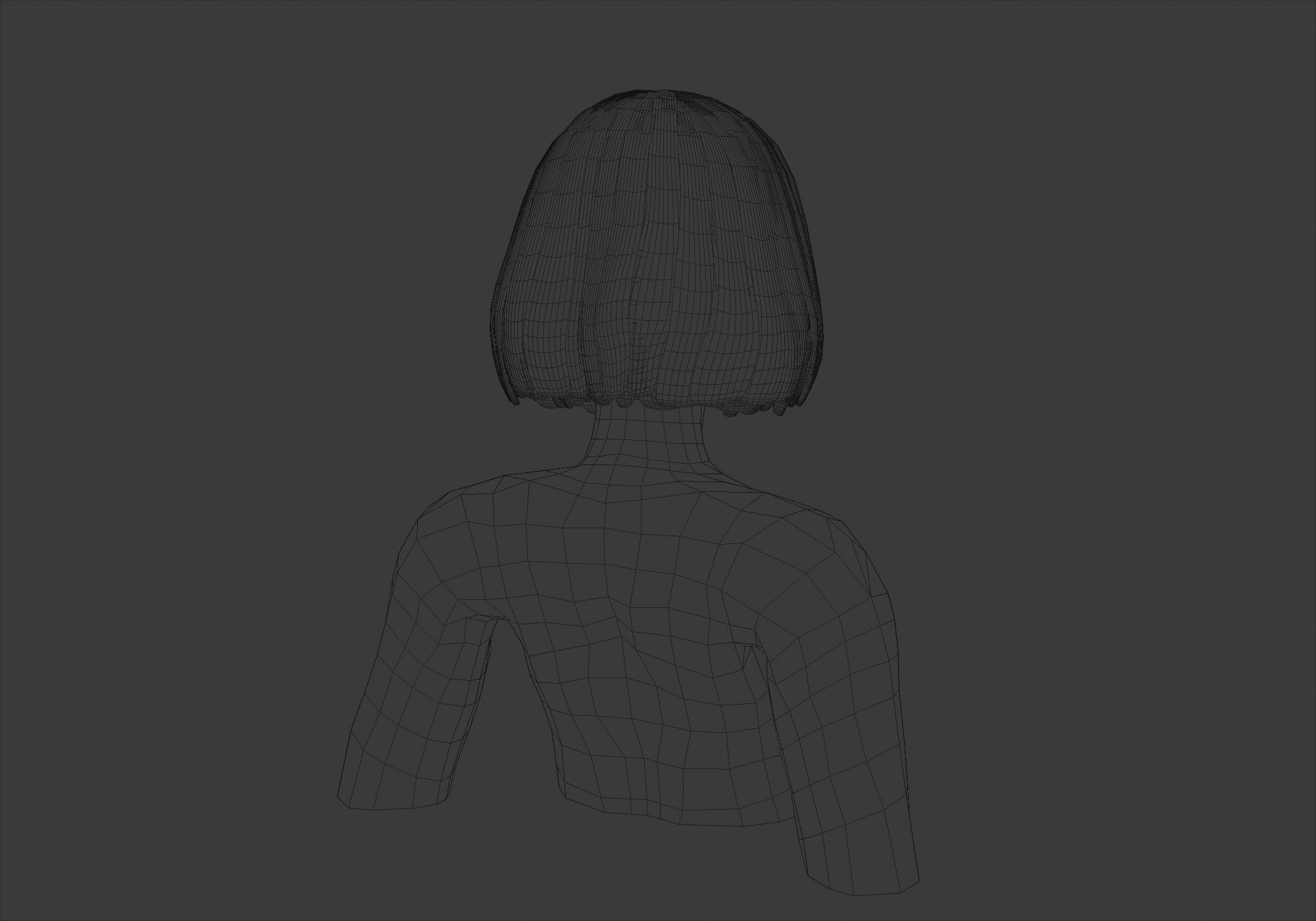 Bob Bangs Hairstyle 3D model_8