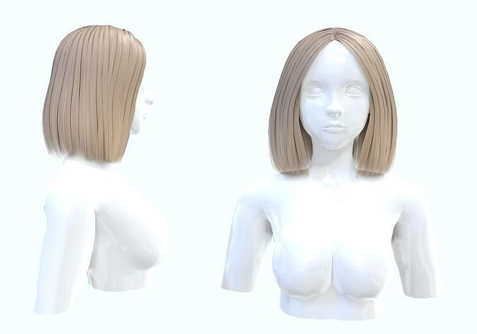 Blond Bob Hairstyle  3D model