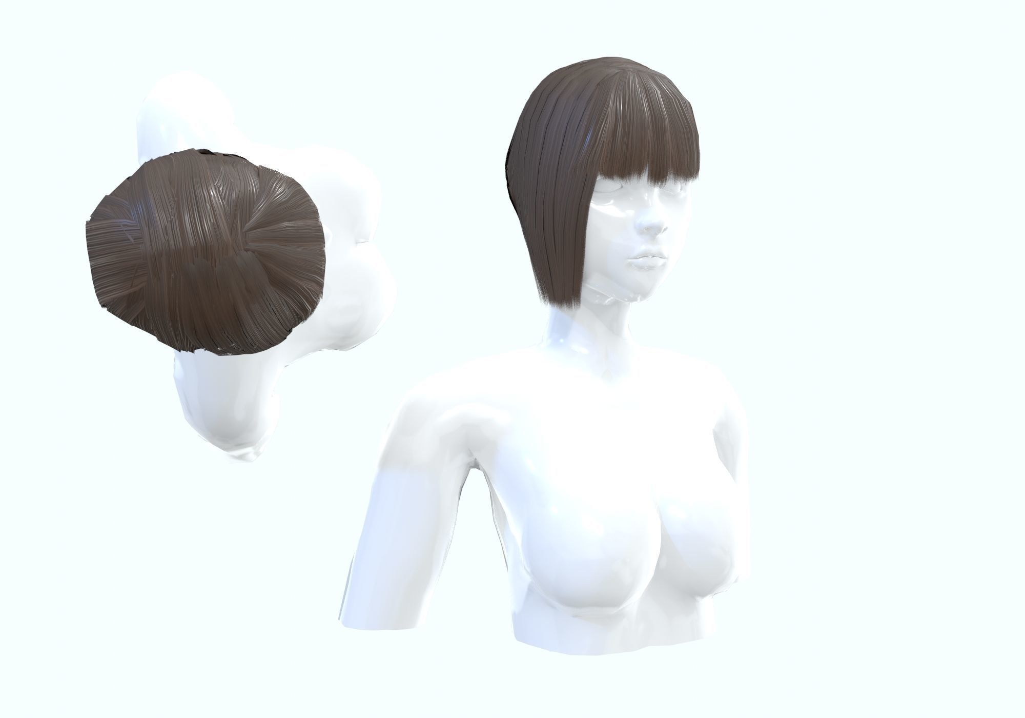 Bangs Side Hairstyle  3D model_1