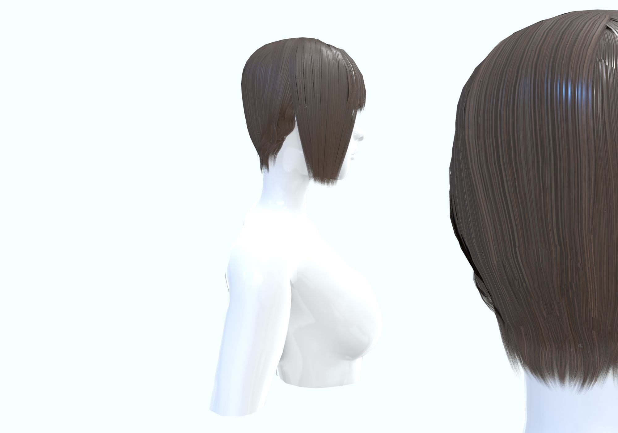 Bangs Side Hairstyle  3D model_2