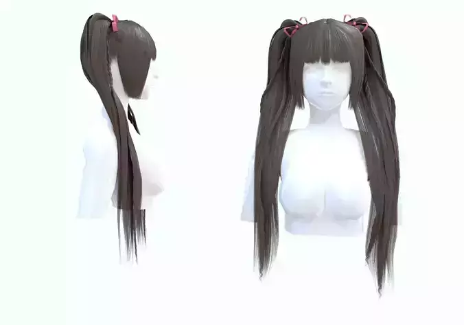 Bangs Pigtails Hairstyle 