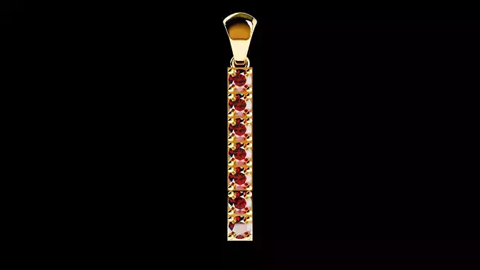 Rectangular pendant necklace with garnet 3D print model