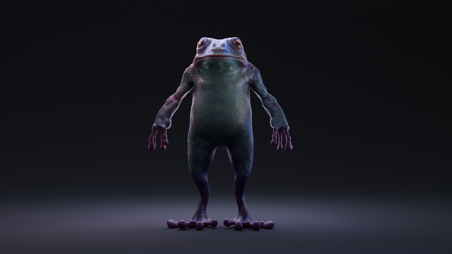 Blue Frog Character - Rigged - Game Ready Low-poly 3D model_14