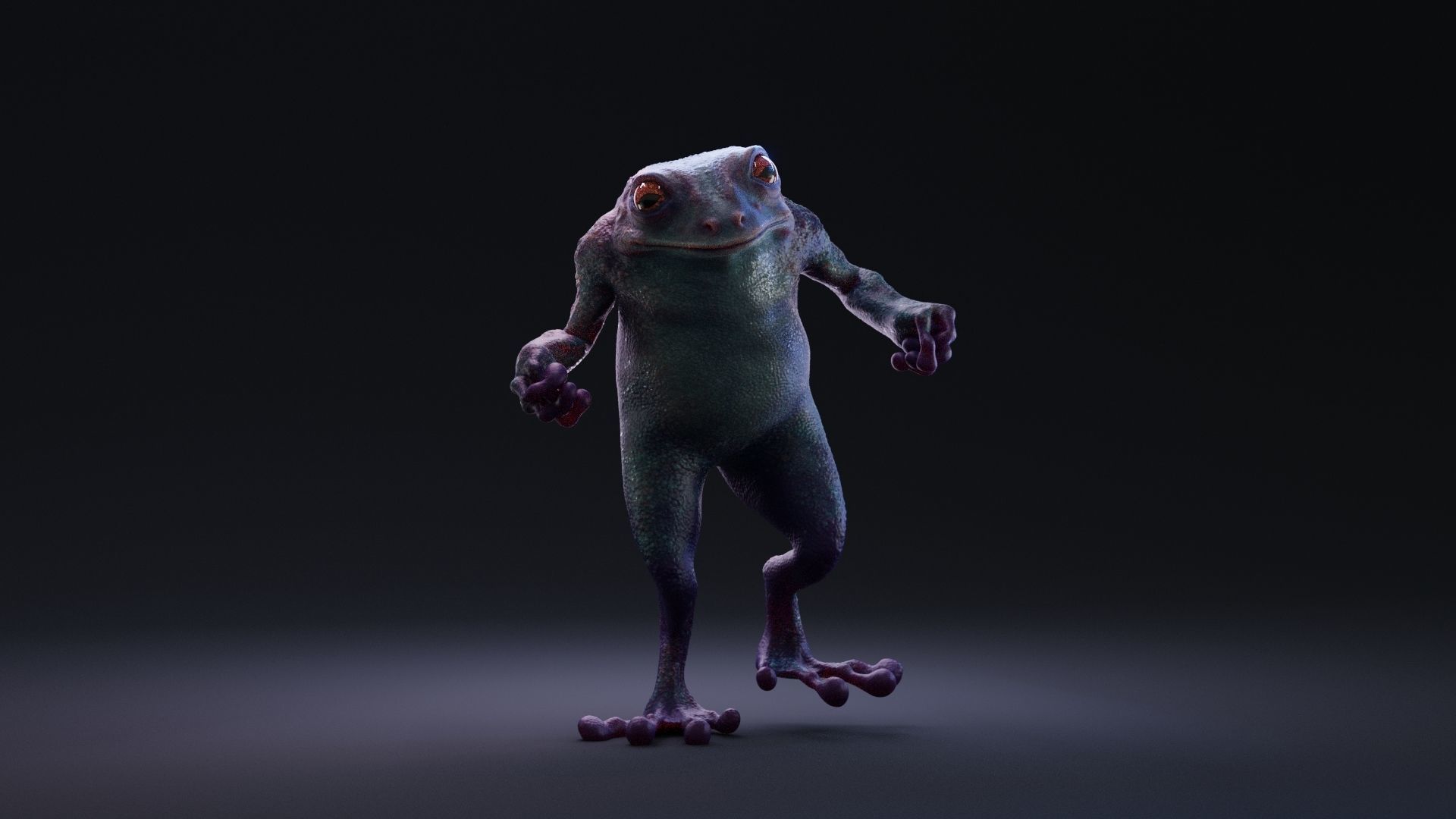 Blue Frog Character - Rigged - Game Ready Low-poly 3D model_2