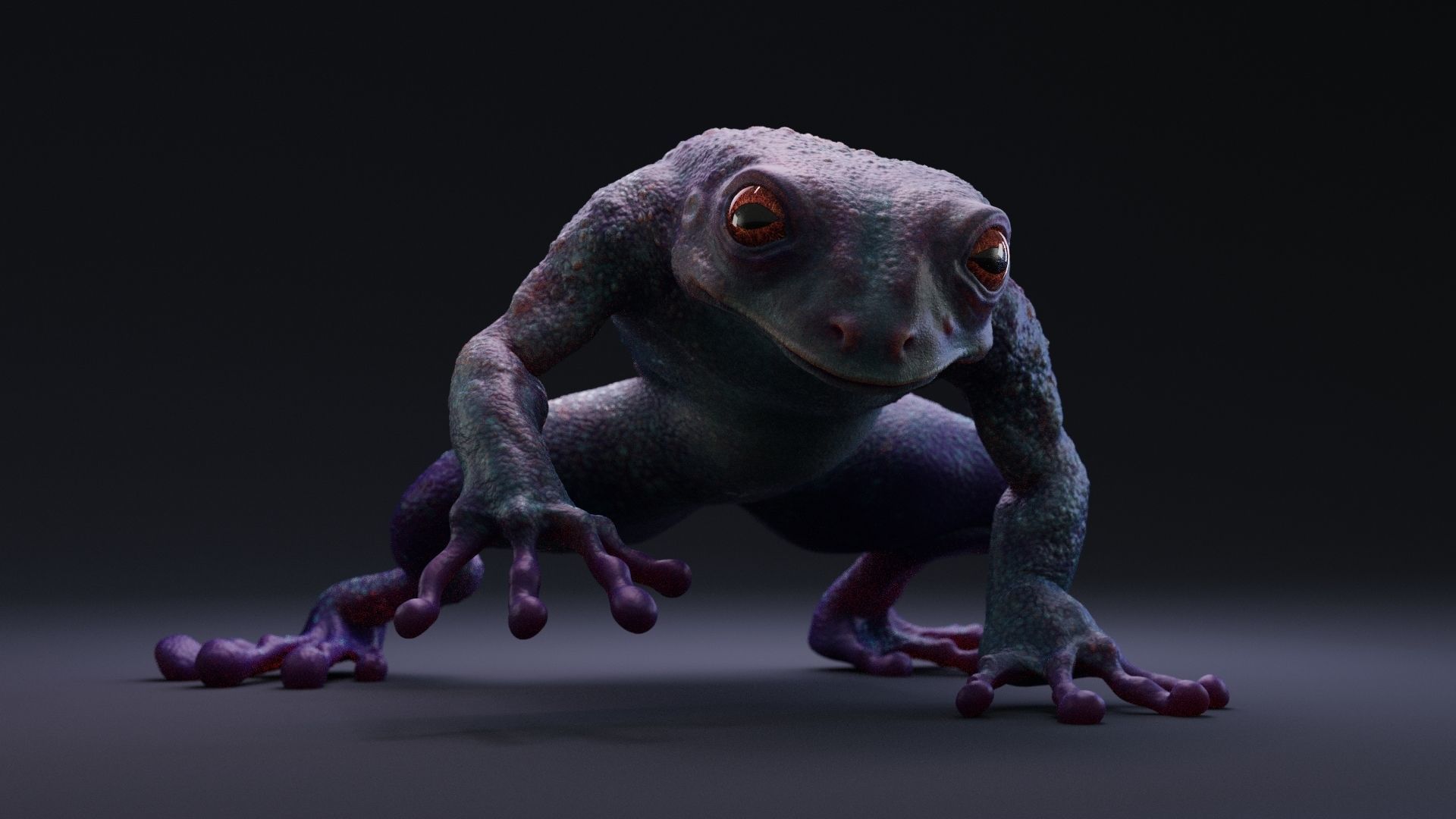 Blue Frog Character - Rigged - Game Ready Low-poly 3D model_3