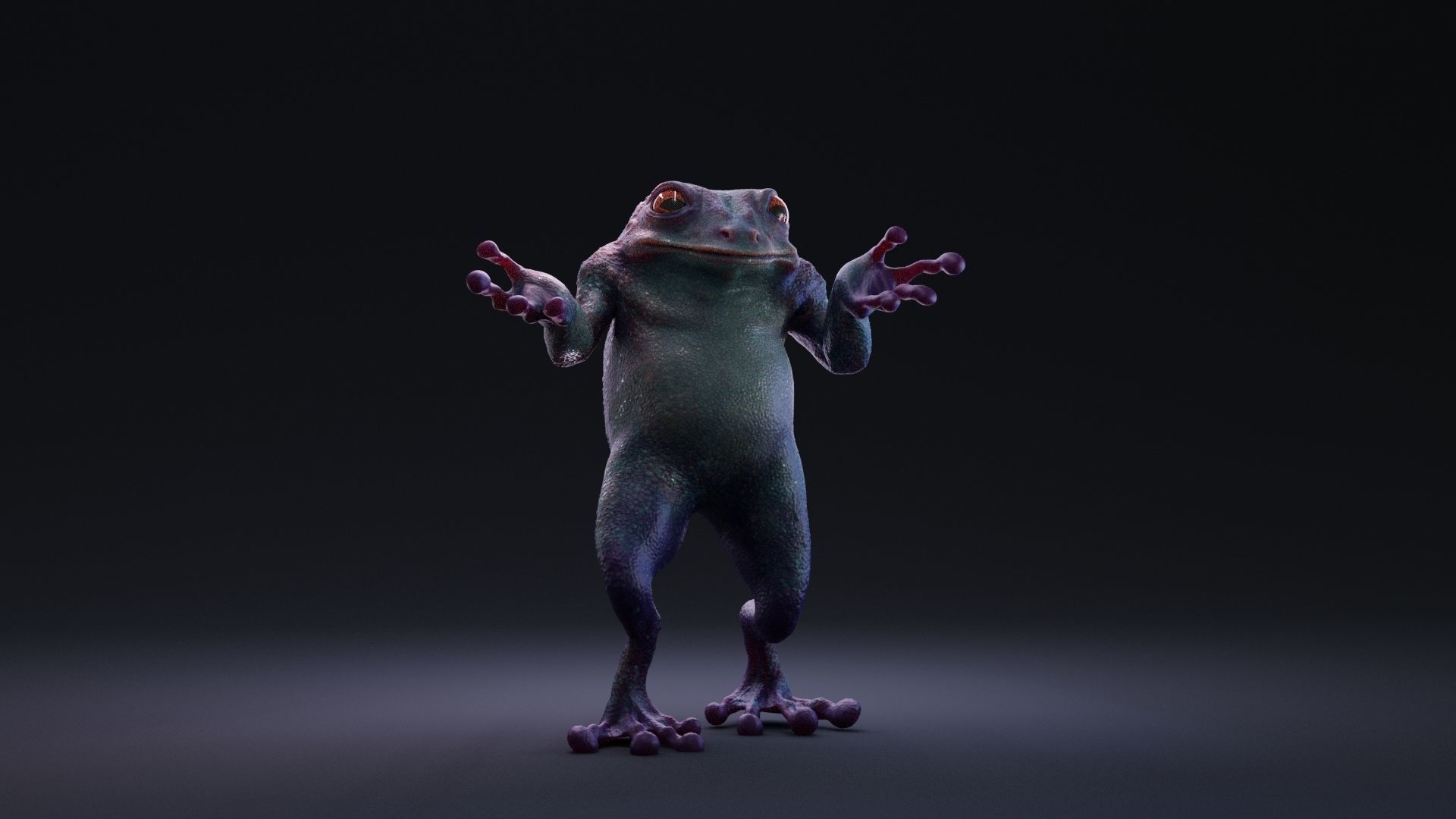 Blue Frog Character - Rigged - Game Ready Low-poly 3D model_4