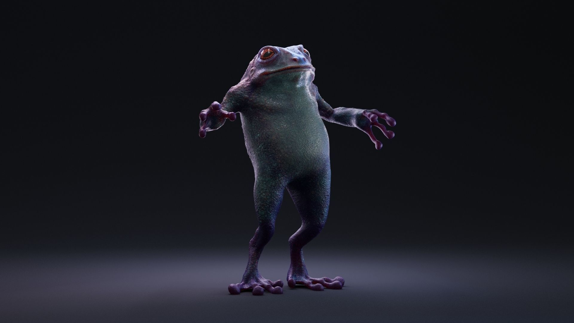 Blue Frog Character - Rigged - Game Ready Low-poly 3D model_9