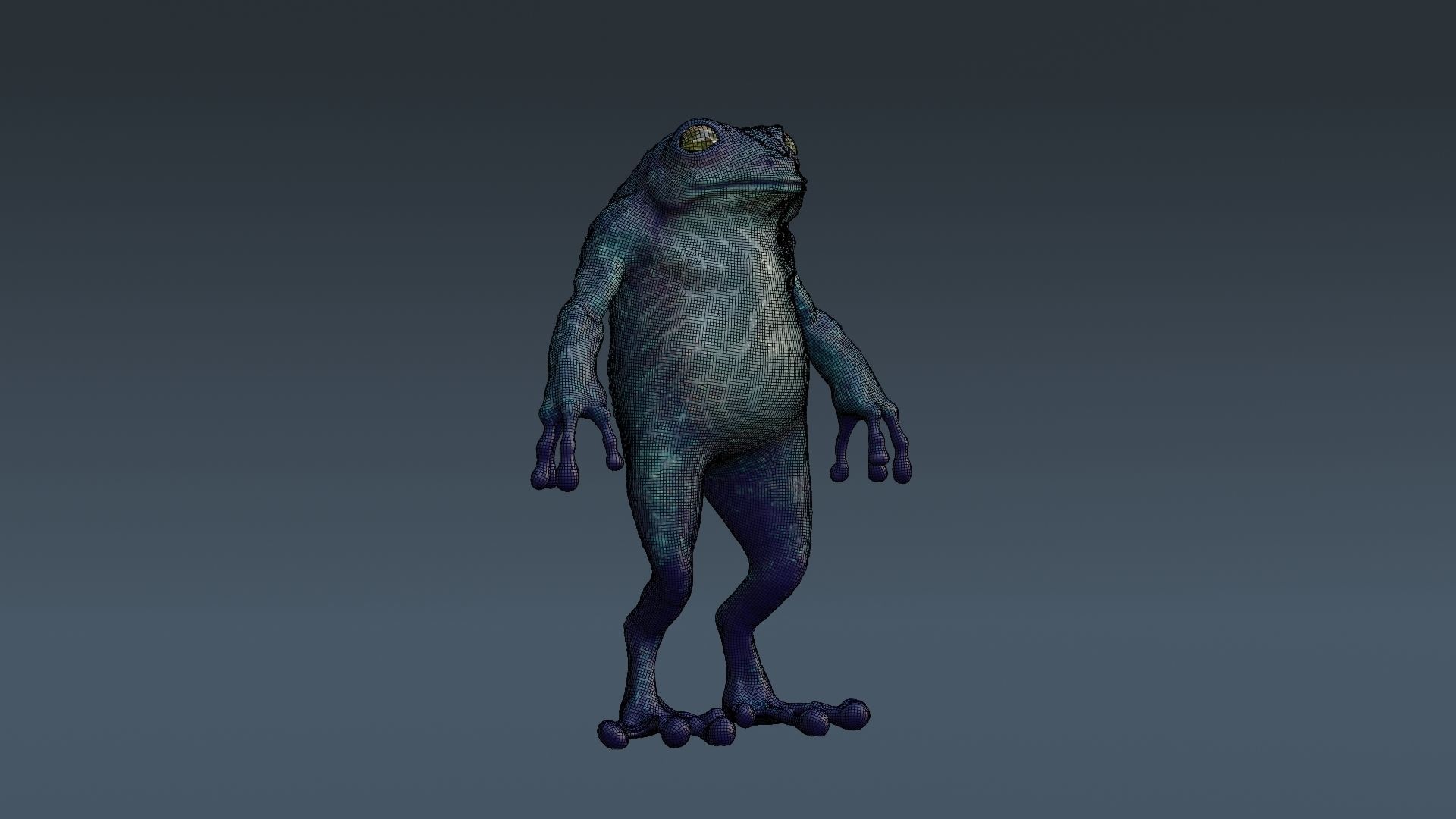 Blue Frog Character - Rigged - Game Ready Low-poly 3D model_25