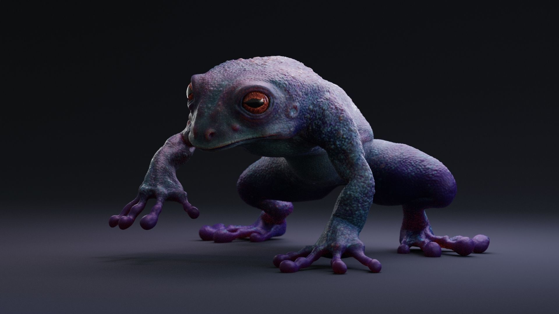 Blue Frog Character - Rigged - Game Ready Low-poly 3D model_5
