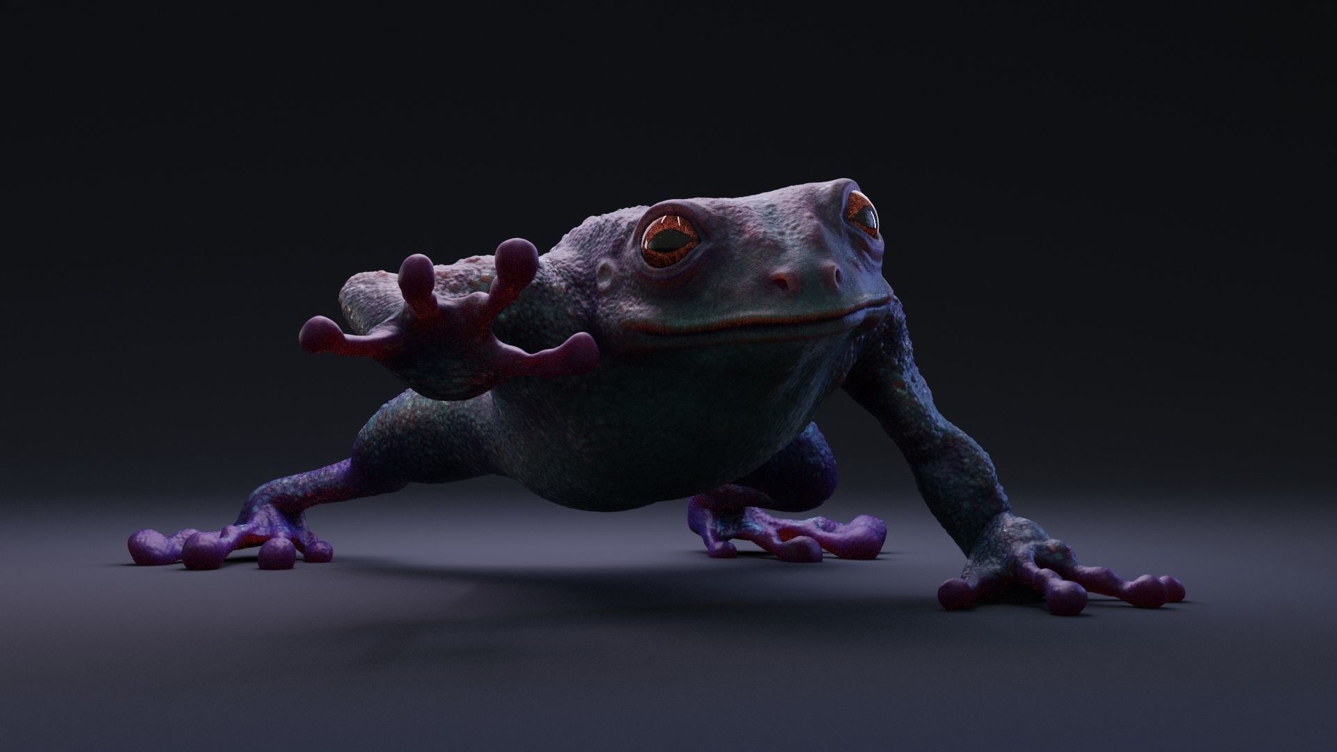 Blue Frog Character - Rigged - Game Ready Low-poly 3D model_11