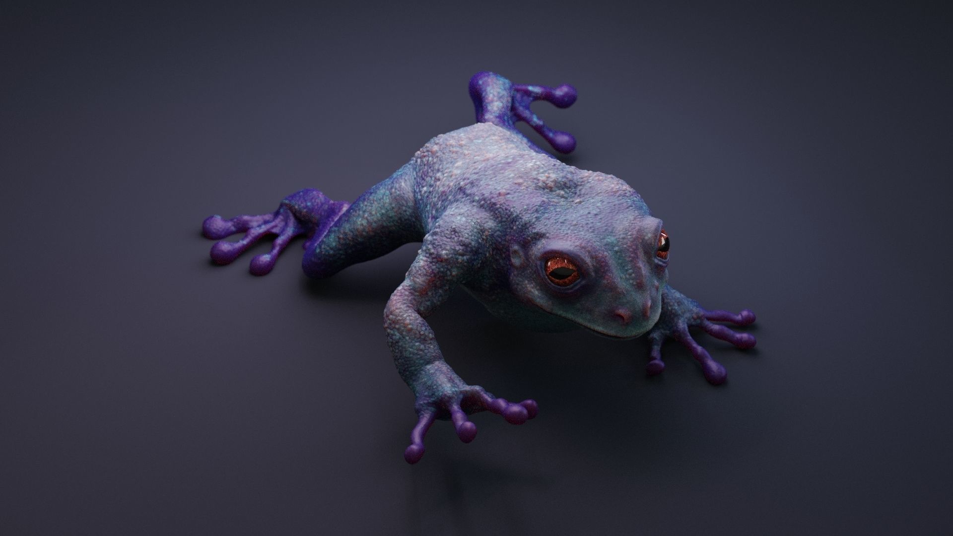 Blue Frog Character - Rigged - Game Ready Low-poly 3D model_6