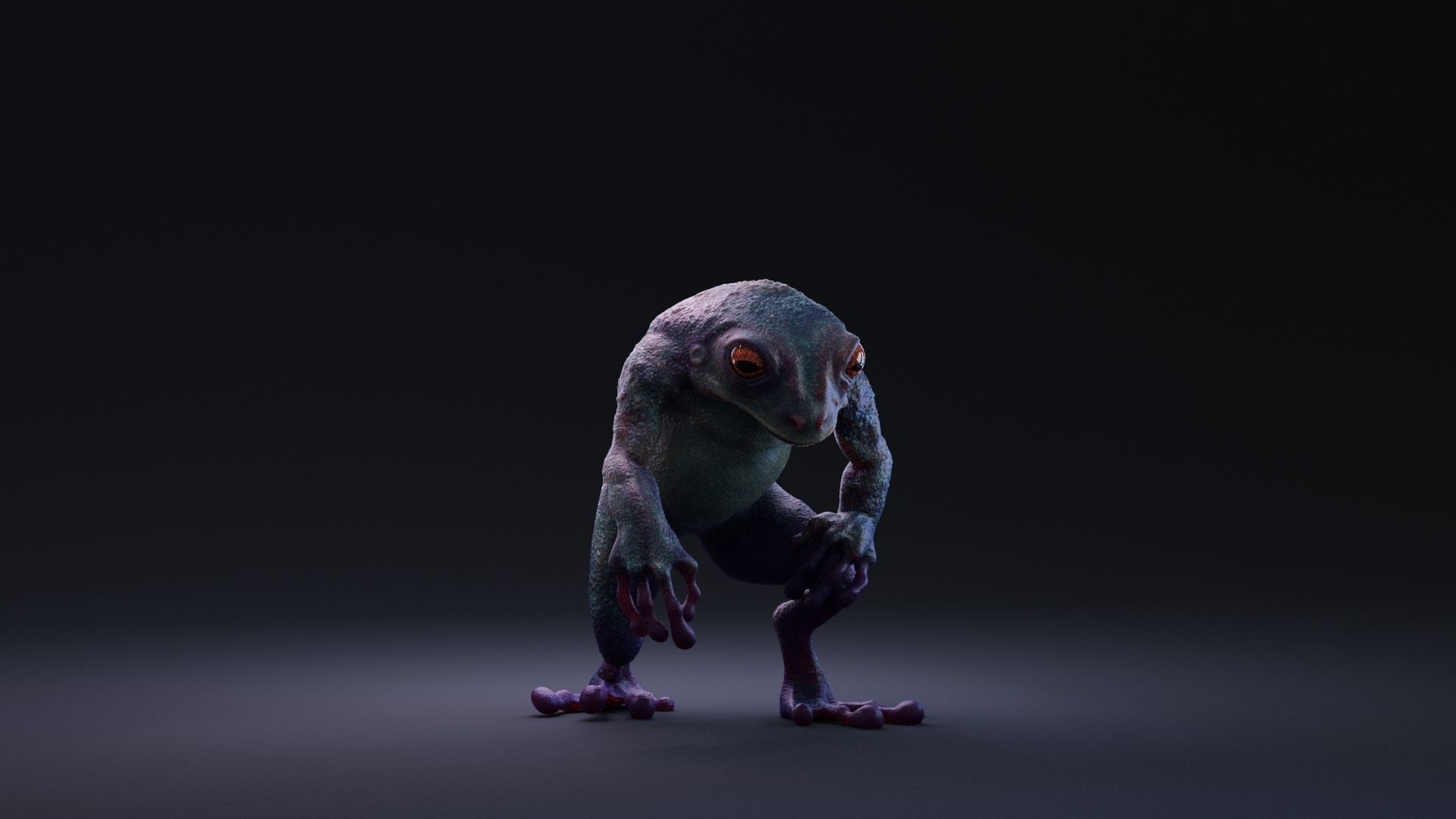 Blue Frog Character - Rigged - Game Ready Low-poly 3D model_10