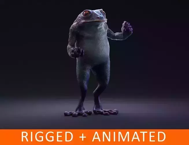 Blue Frog Character - Rigged - Game Ready