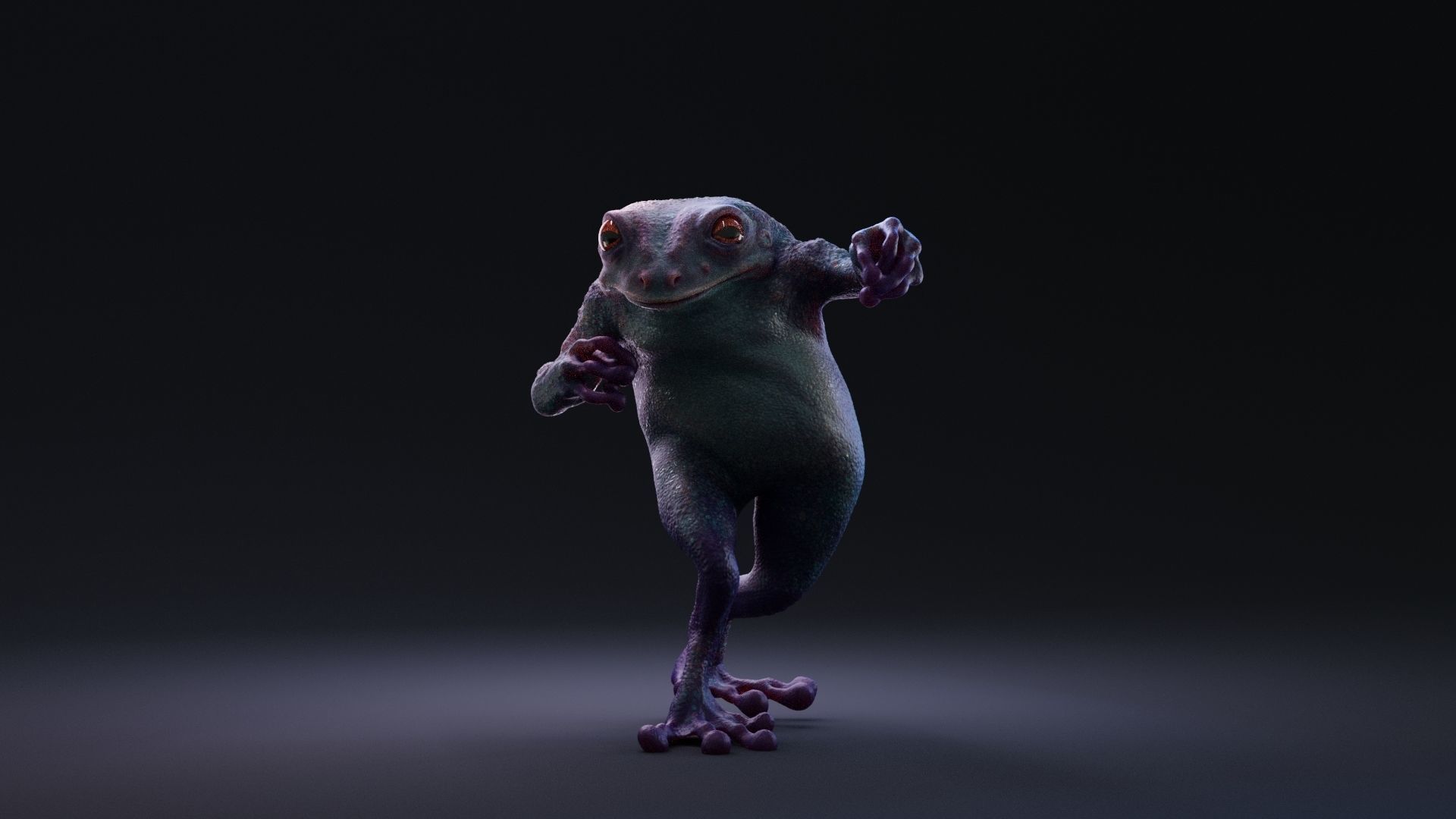 Blue Frog Character - Rigged - Game Ready Low-poly 3D model_8