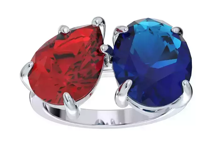 Cocktail Ring Design Sapphire Oval - Pear Ruby Gesmtone-JCNP-03 3D print model