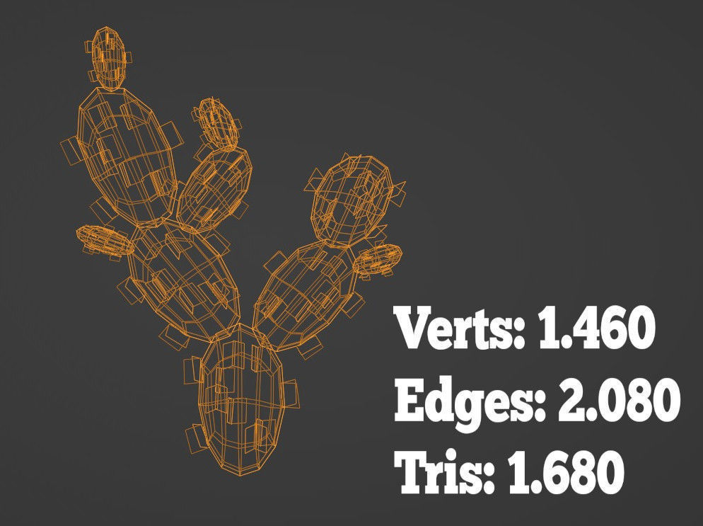 Opuntia Ficus Indica Prickly pear Palma PBR Lowpoly 3d model Low-poly 3D model_5