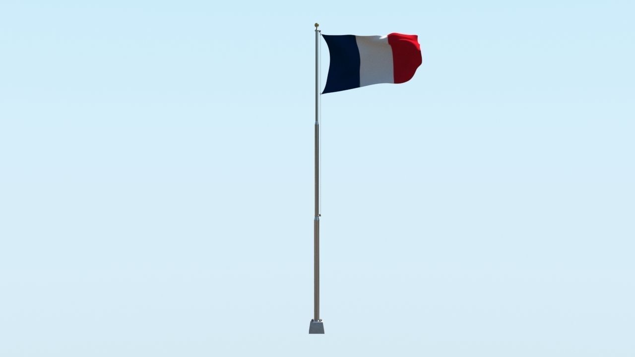 Animated France Flag 3D model_10