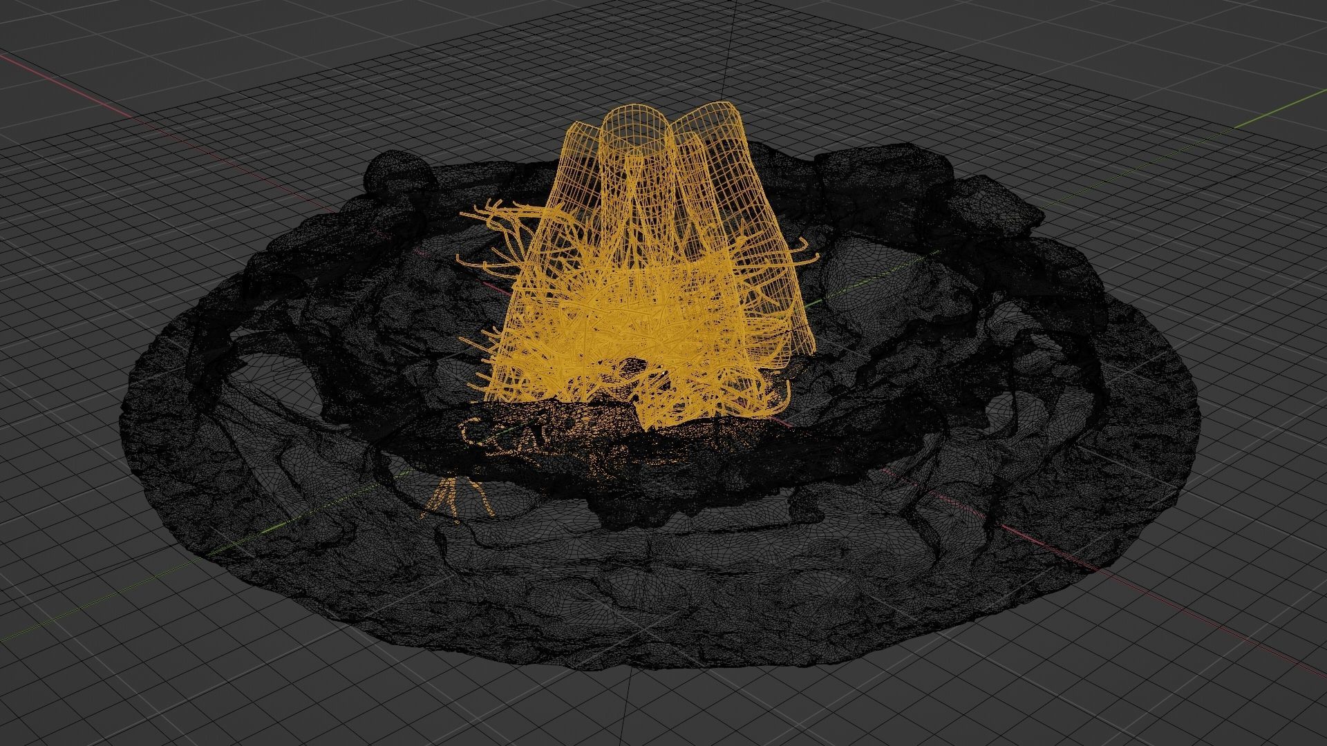 Flagstone Fire Pit with Optional Firewood 3D model_5