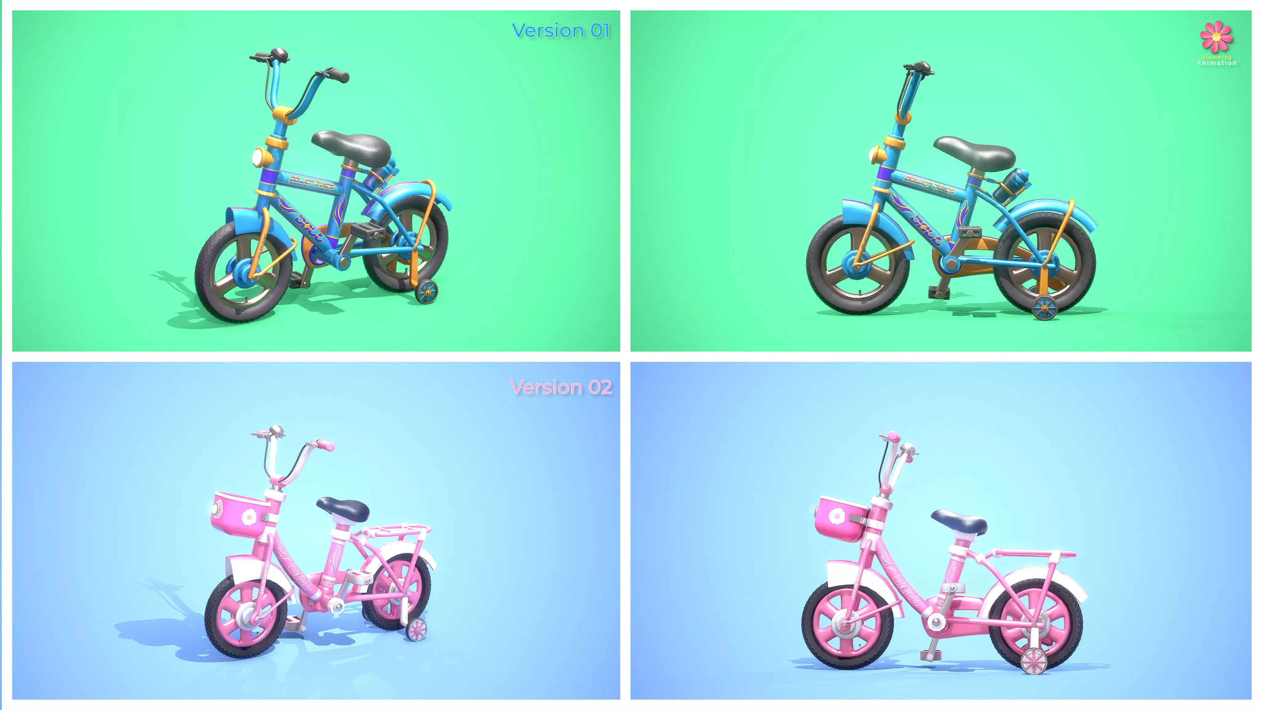 Low Poly Cartoony Bicycle Pack for Ar Vr and Games 3D Model Collection_0