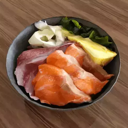 Salmon Buri-don seafood 3D model