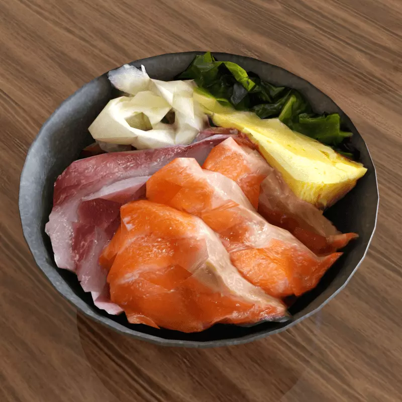 Salmon Buri-don seafood 3D model 3D model_0