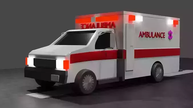 Ambulance emergancy vahicle  Low-poly 3D model
