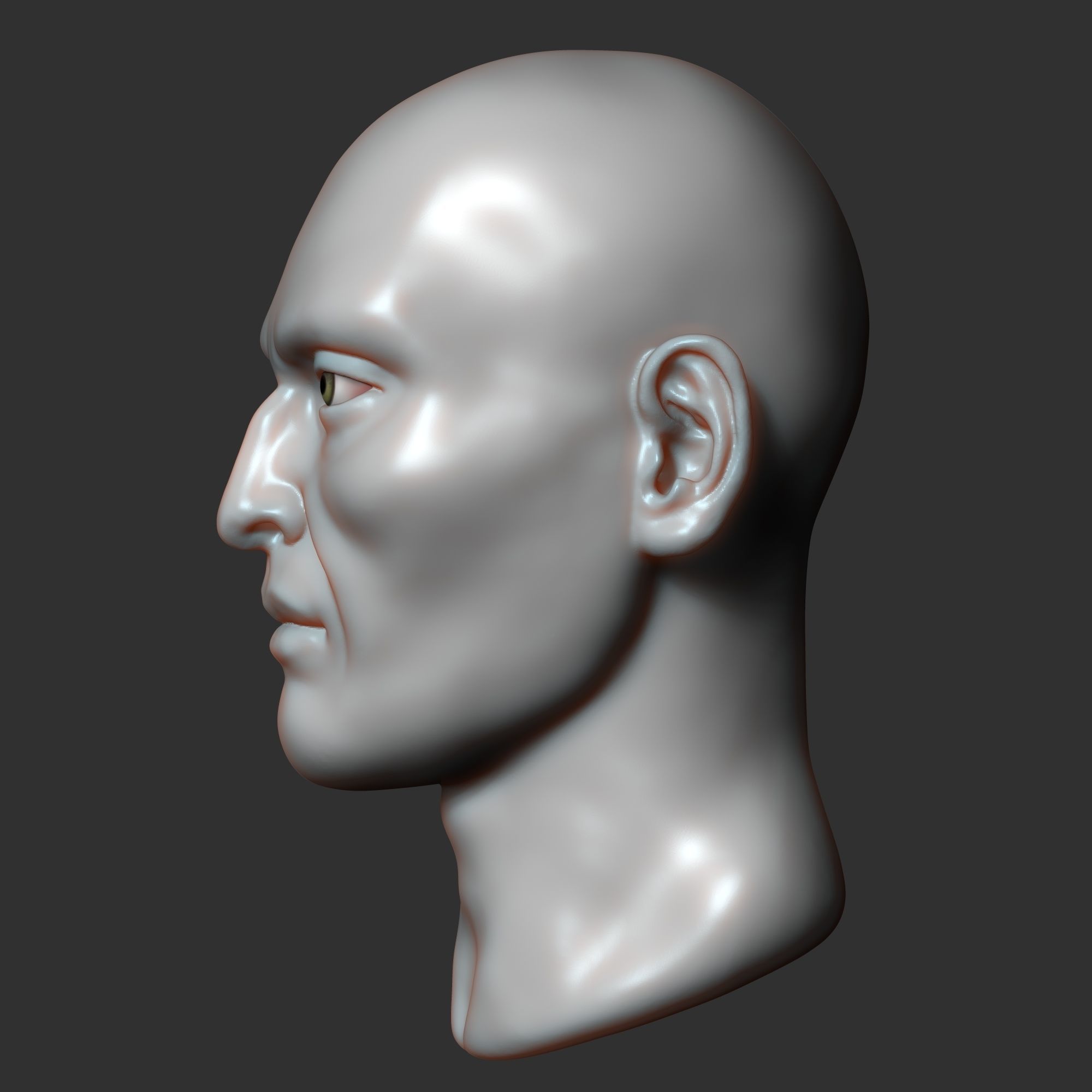 Asian male head sculpt 3D model_5