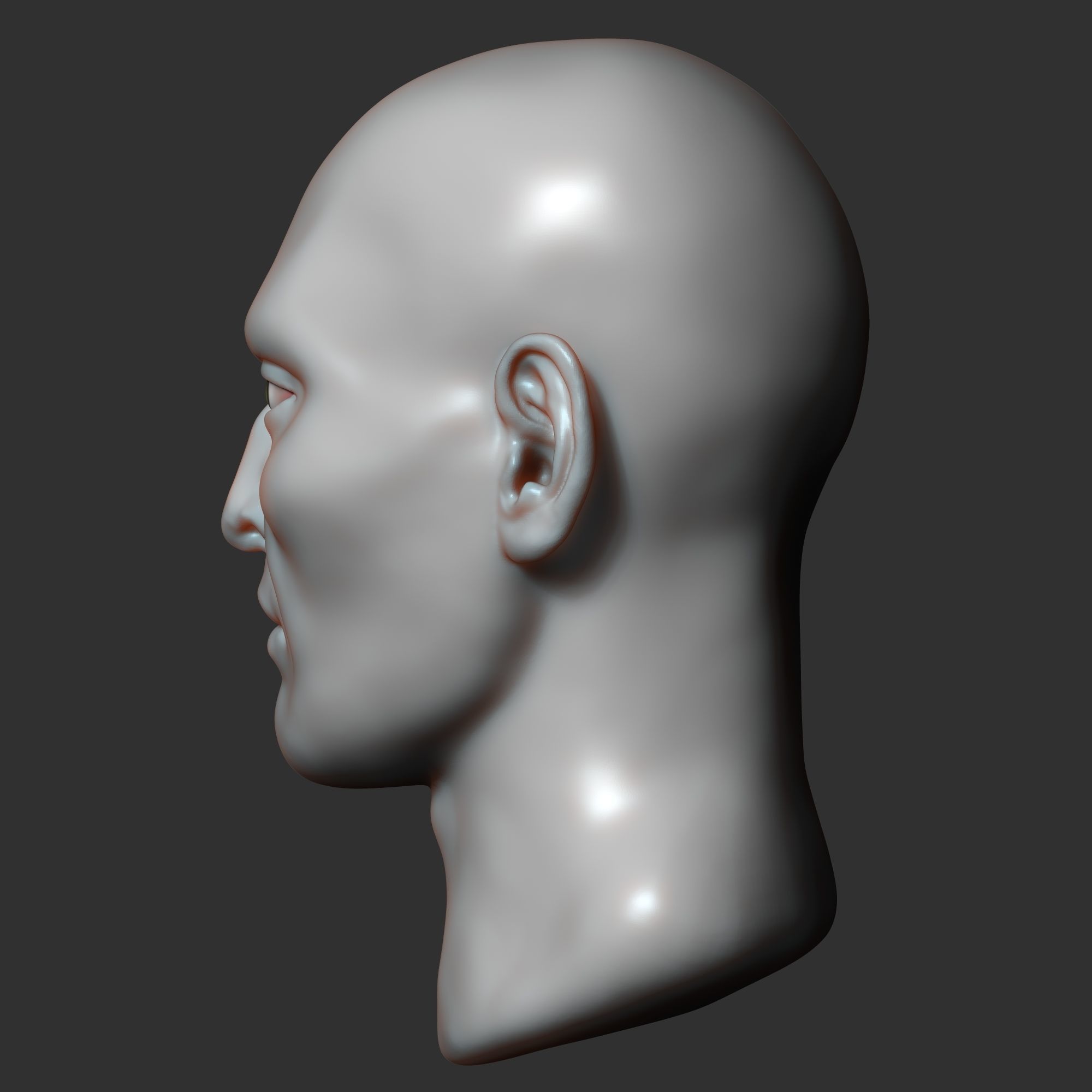 Asian male head sculpt 3D model_6