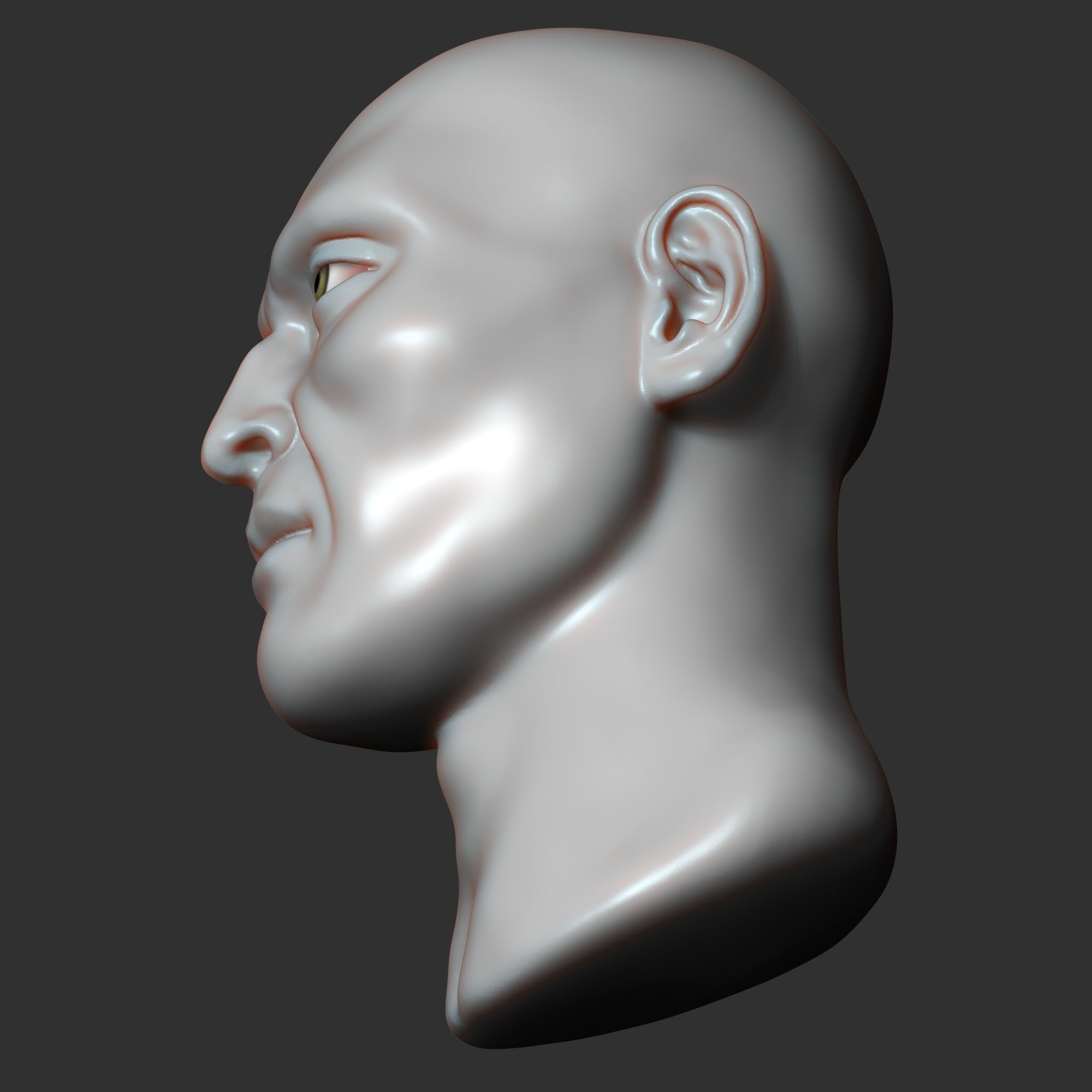 Asian male head sculpt 3D model_9