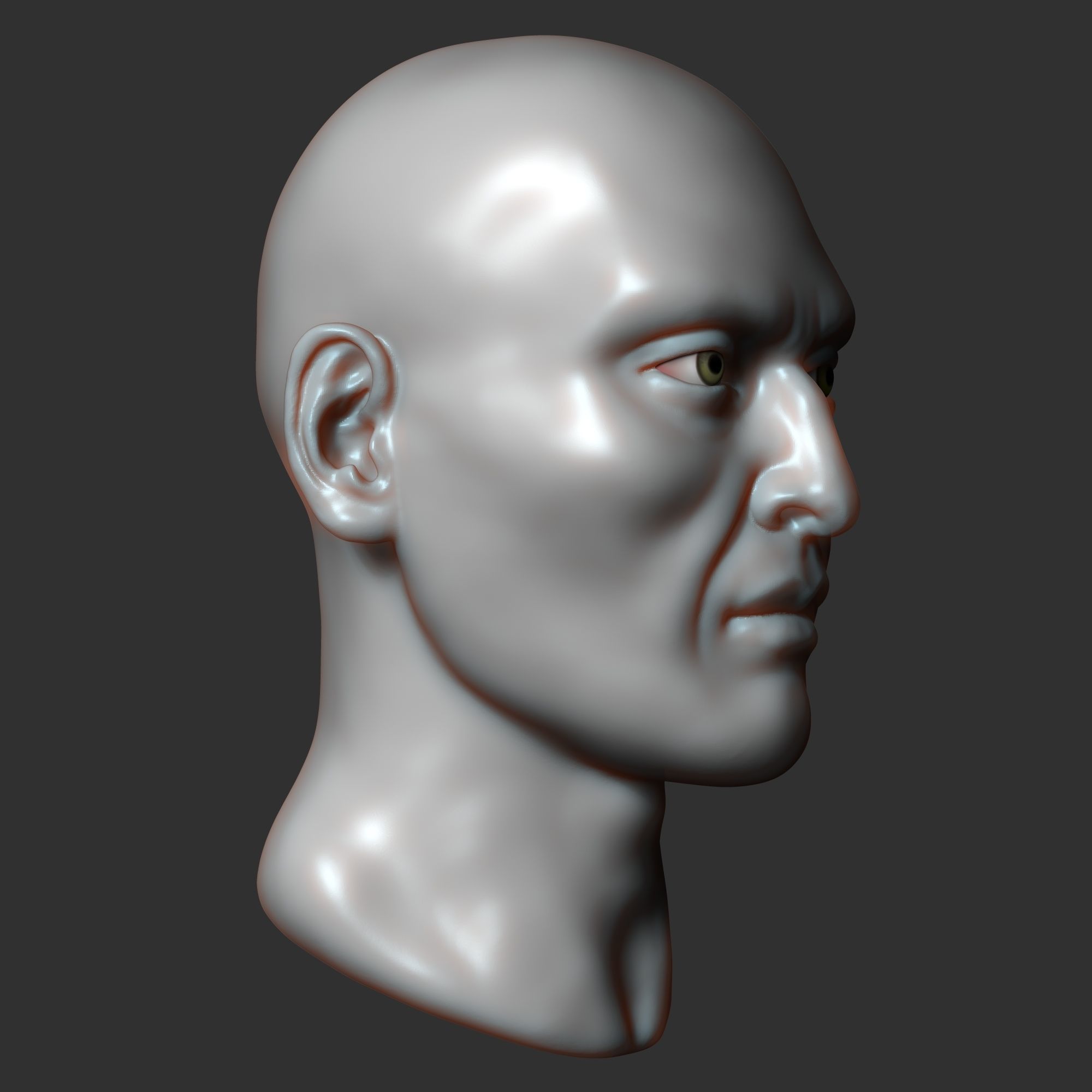 Asian male head sculpt 3D model_11