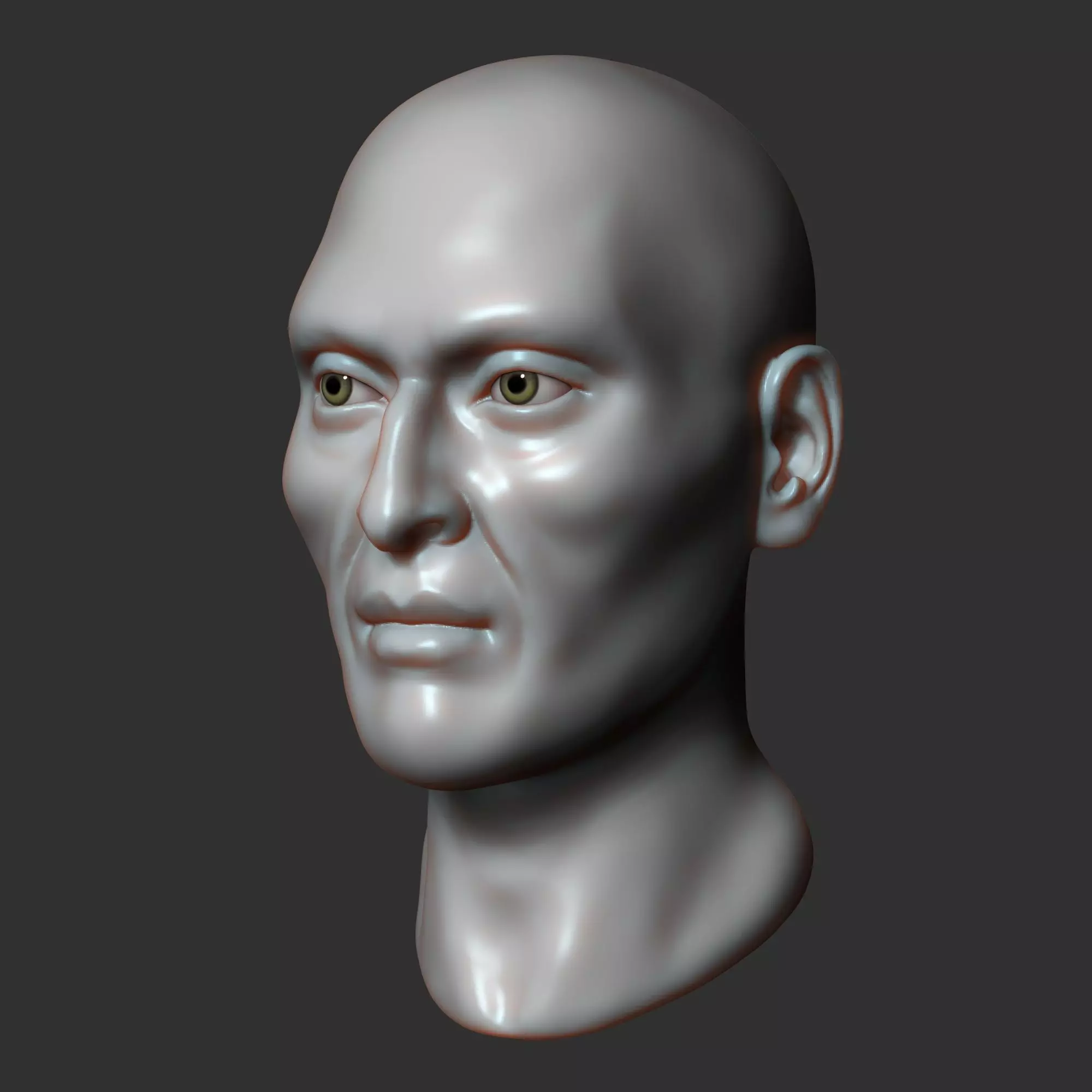 Asian male head sculpt 3D model_0
