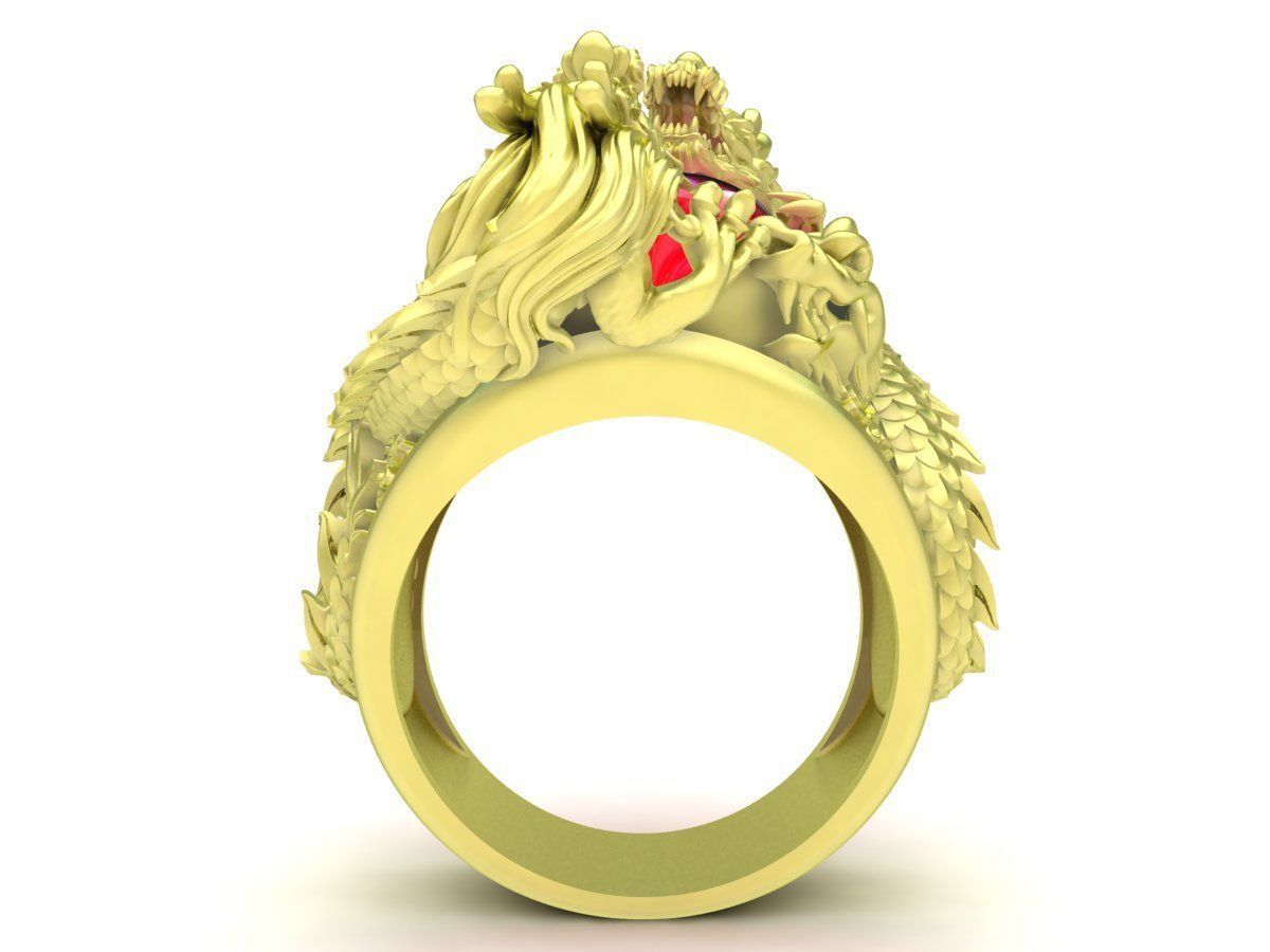 oval ruby chinese dragon ring for men 3873 3D print model_6