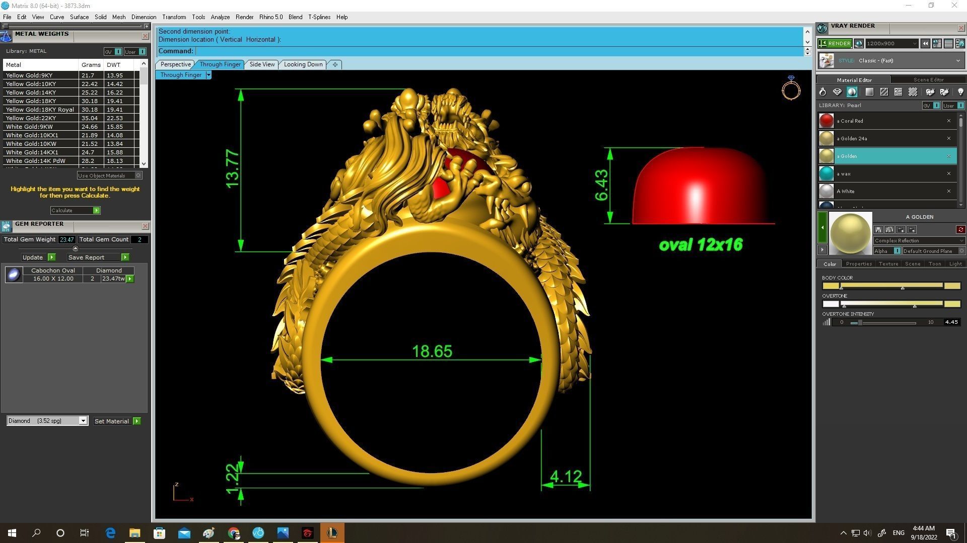 oval ruby chinese dragon ring for men 3873 3D print model_3