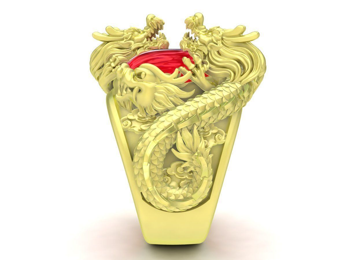 oval ruby chinese dragon ring for men 3873 3D print model_1