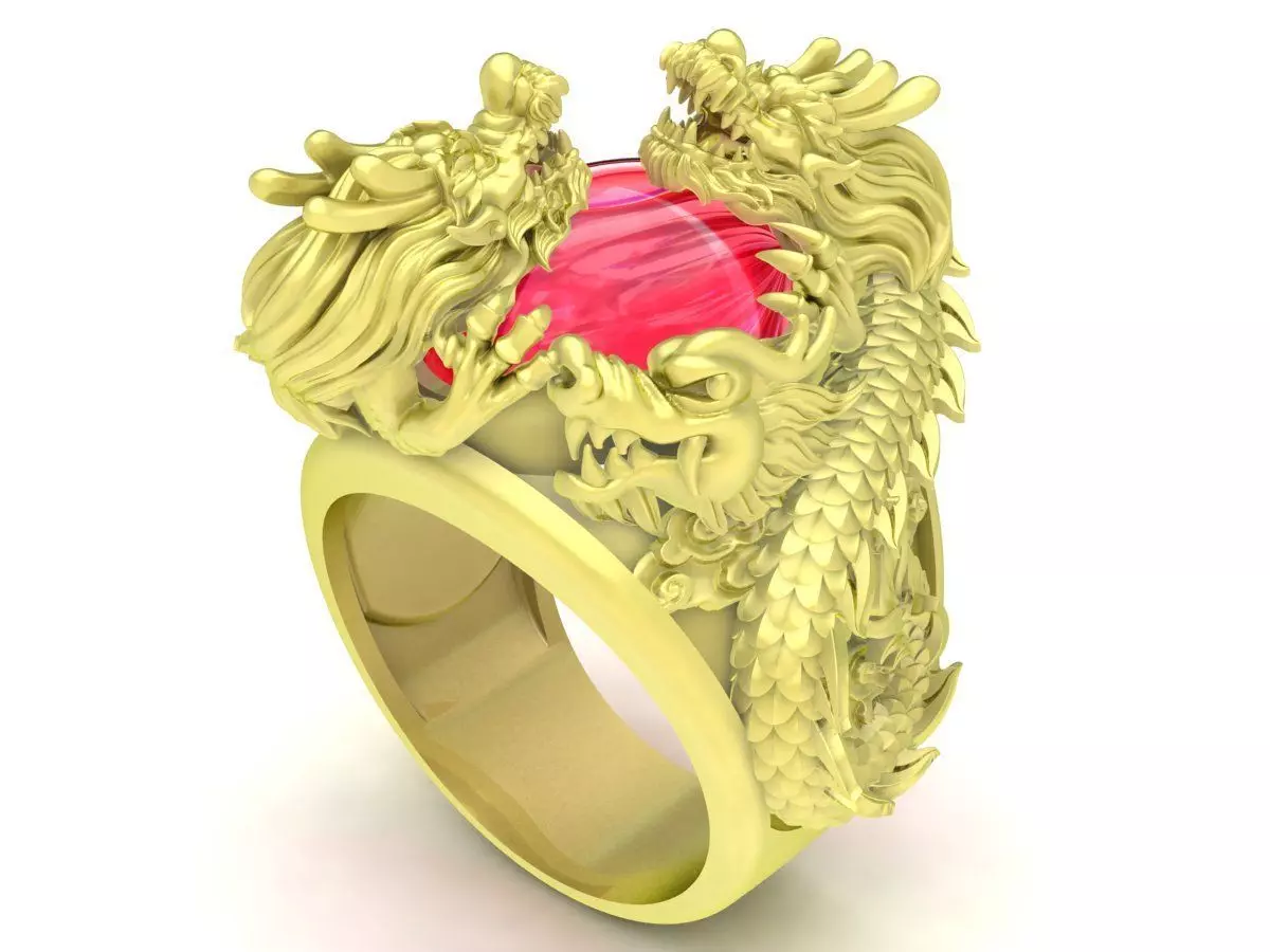 oval ruby chinese dragon ring for men 3873 3D print model_0