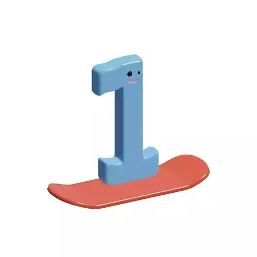 number 1 skateboarding Low-poly 3D model