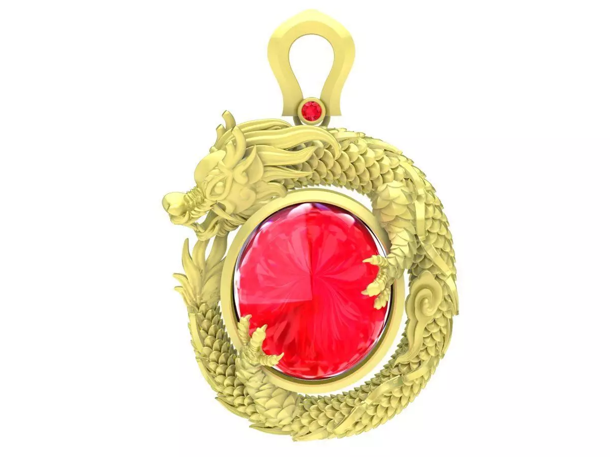 Luxury Dragon Oval Gemstone Pendant Jewelry 3D Model 3878 3D print model