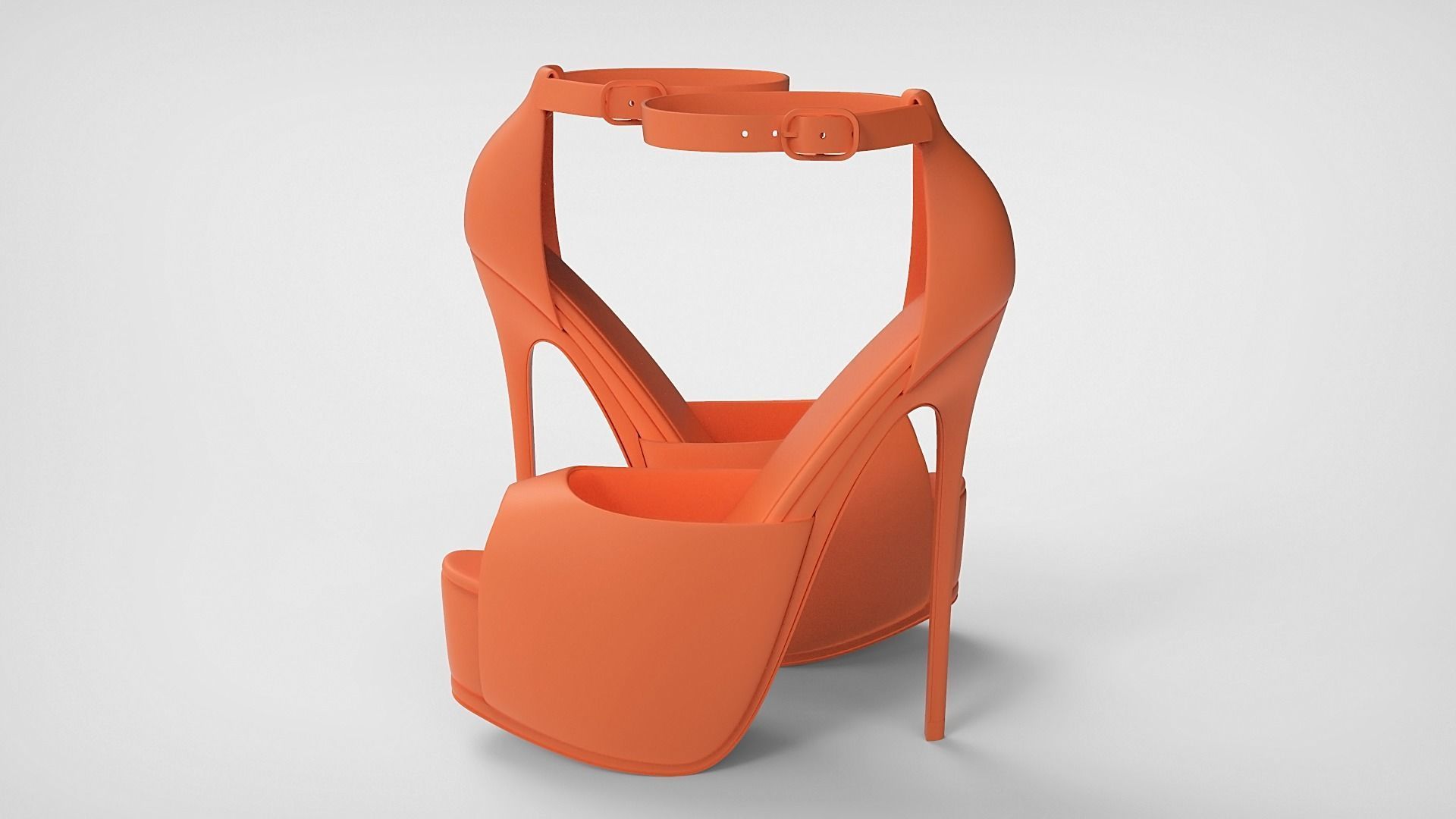 Beautiful Peep Toe Platform High Heels Shoes with Ankle Strap 3D model_49