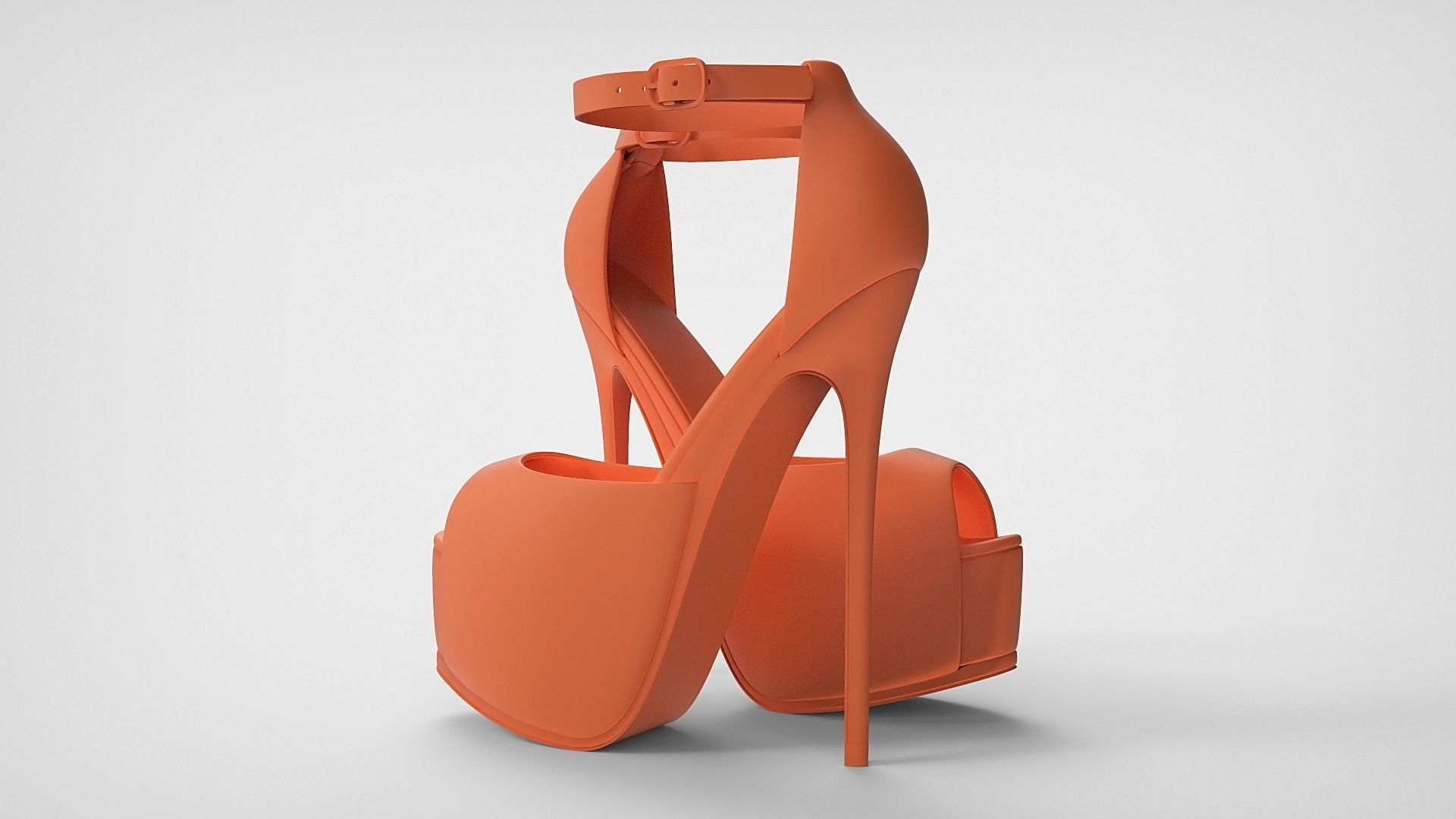 Beautiful Peep Toe Platform High Heels Shoes with Ankle Strap 3D model_50