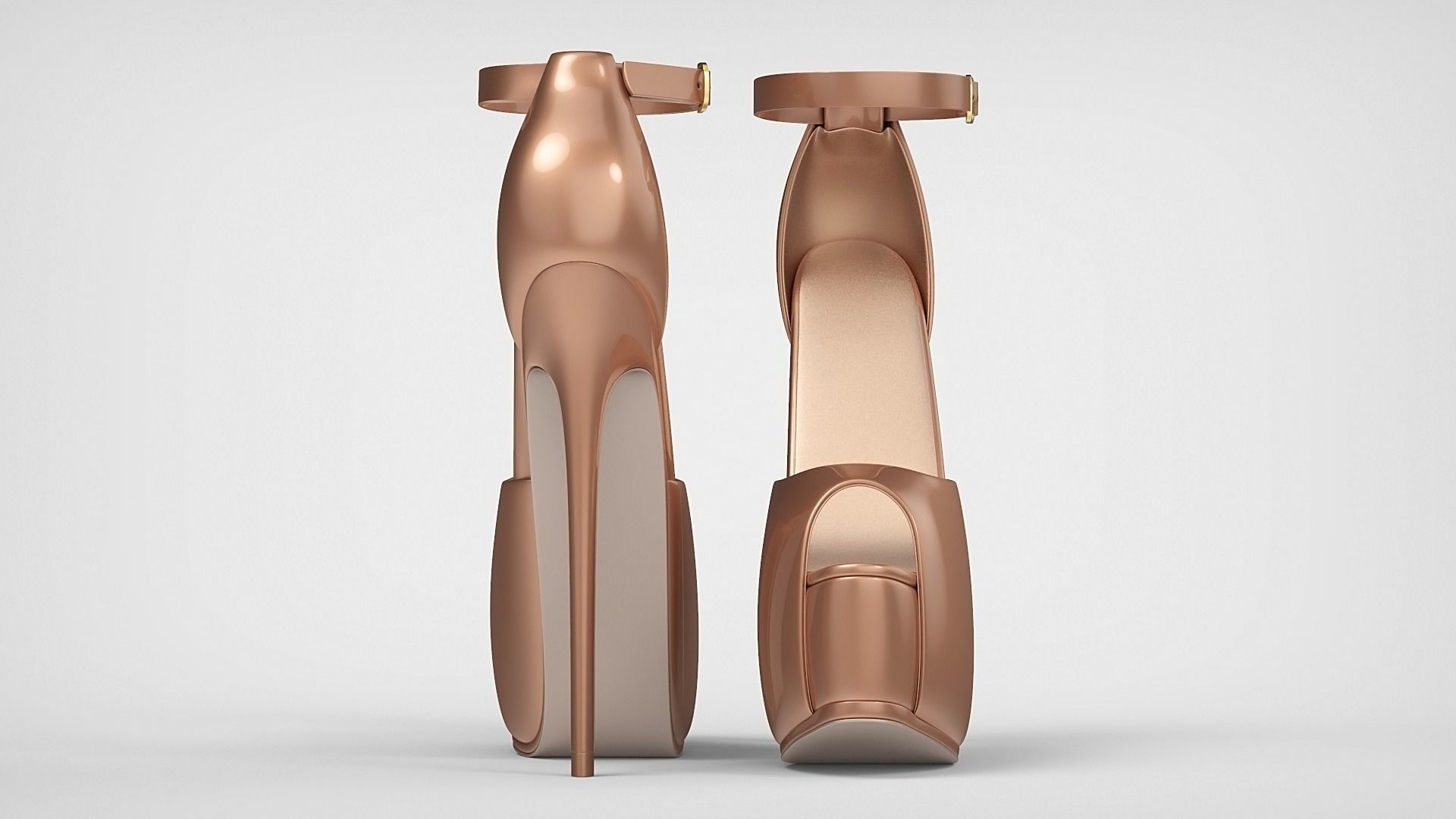 Beautiful Peep Toe Platform High Heels Shoes with Ankle Strap 3D model_71